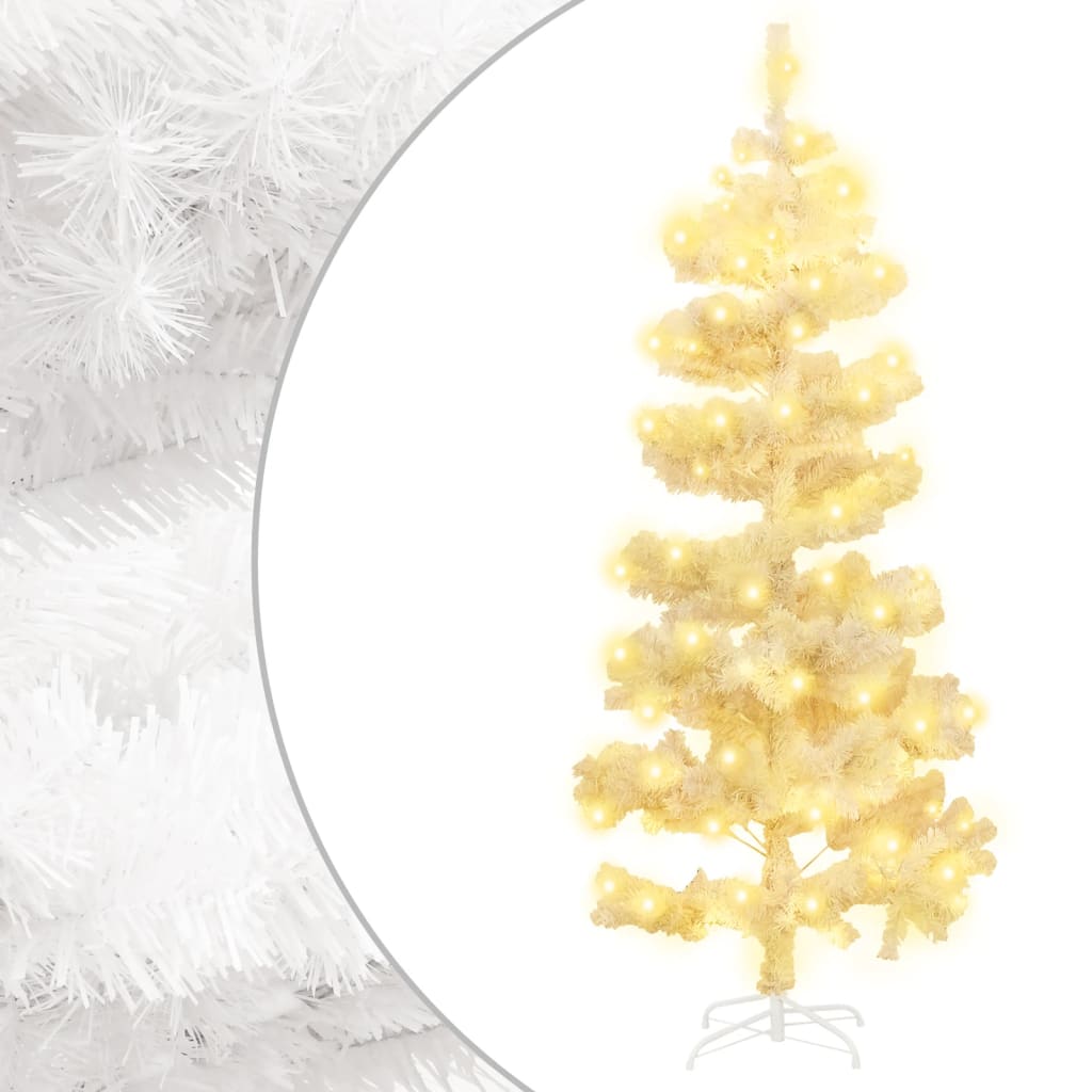 vidaXL Árvore de Natal rotativa pré-iluminada + suporte PVC branco