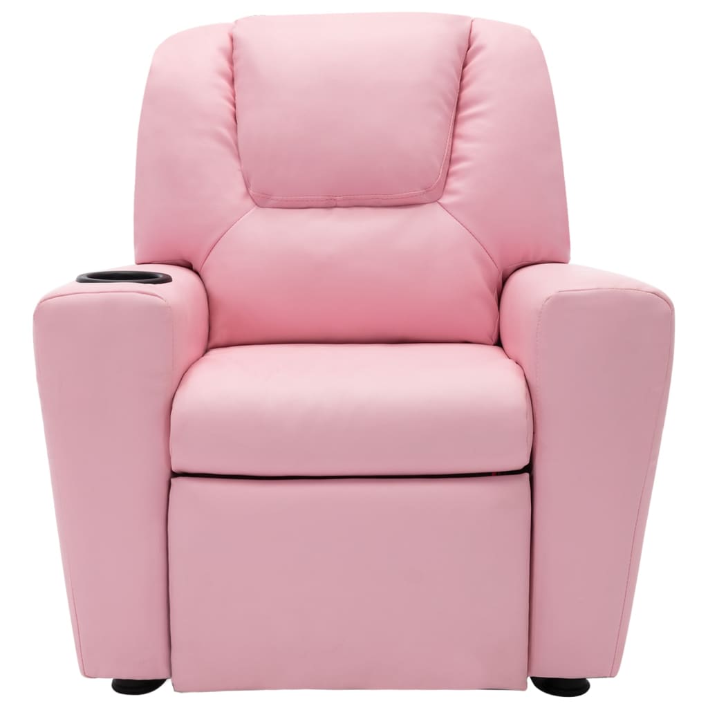 vidaXL Poltrona reclinável infantil couro artificial rosa