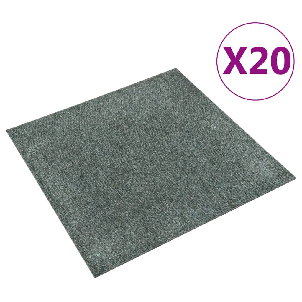 vidaXL Ladrilhos de carpete para pisos 20 pcs 5 m² verde