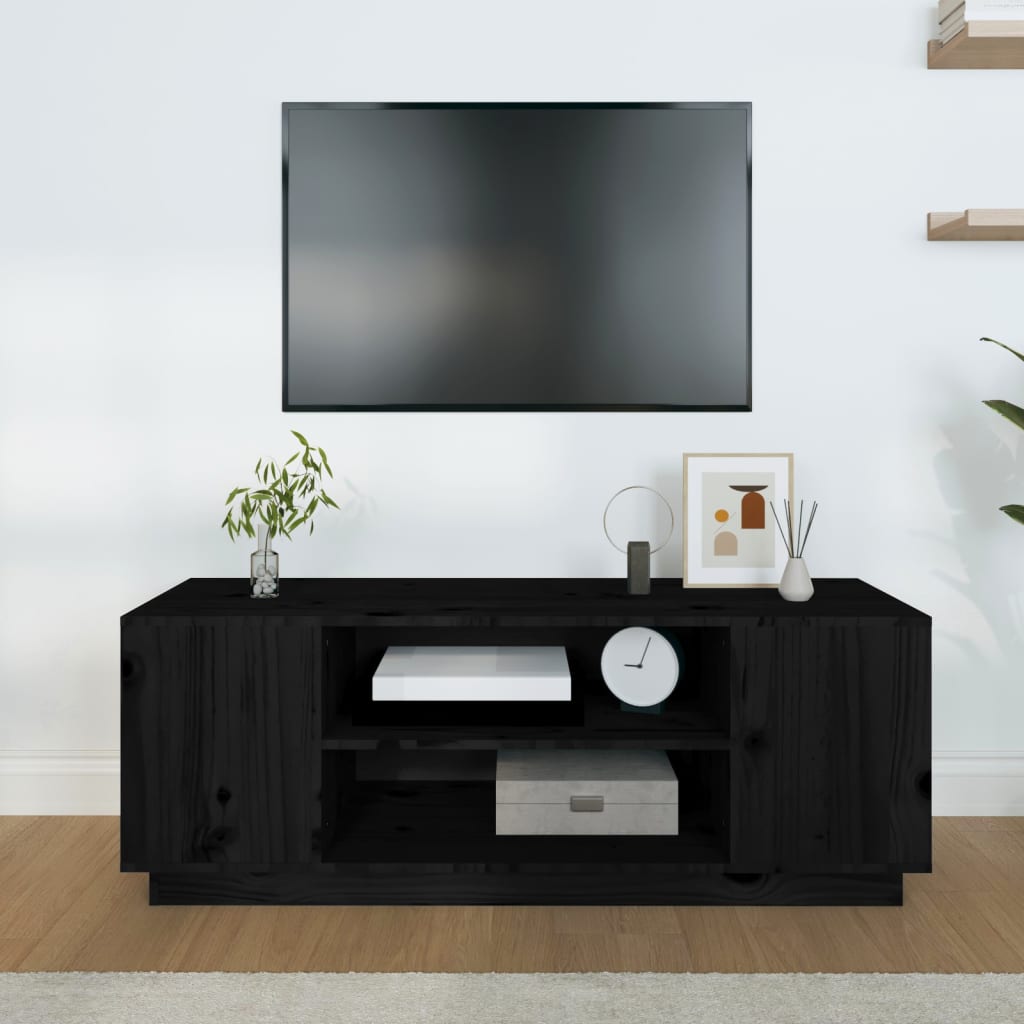 vidaXL Móvel de TV 110x35x40,5 cm madeira de pinho maciça preto