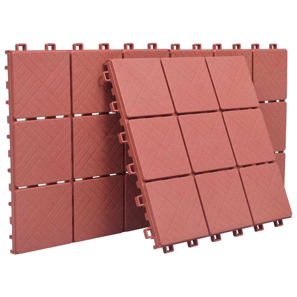 vidaXL Ladrilhos de terraço 10 pcs 30,5x30,5 cm plástico vermelho
