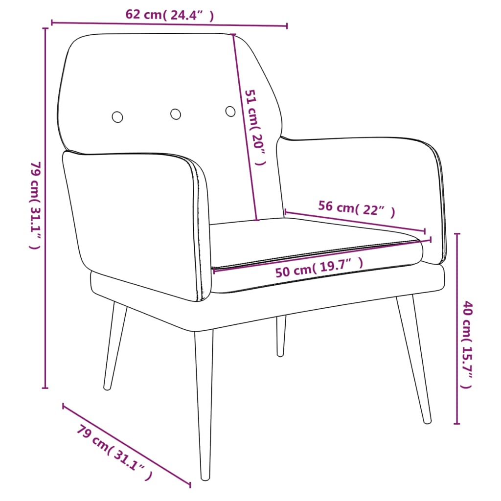 vidaXL Cadeira c/ apoio de braços 62x79x79 cm veludo verde-escuro