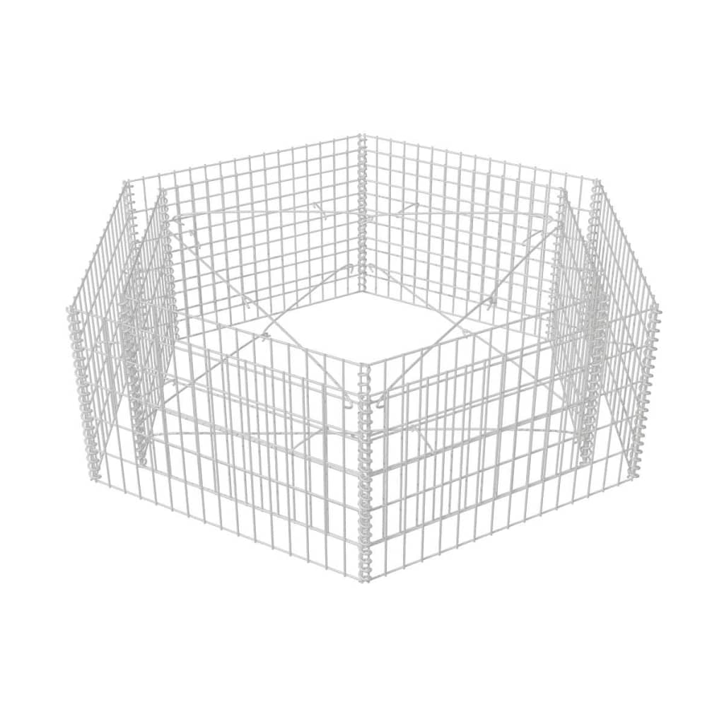 vidaXL Canteiro elevado/cesto gabião hexagonal 160x140x50 cm