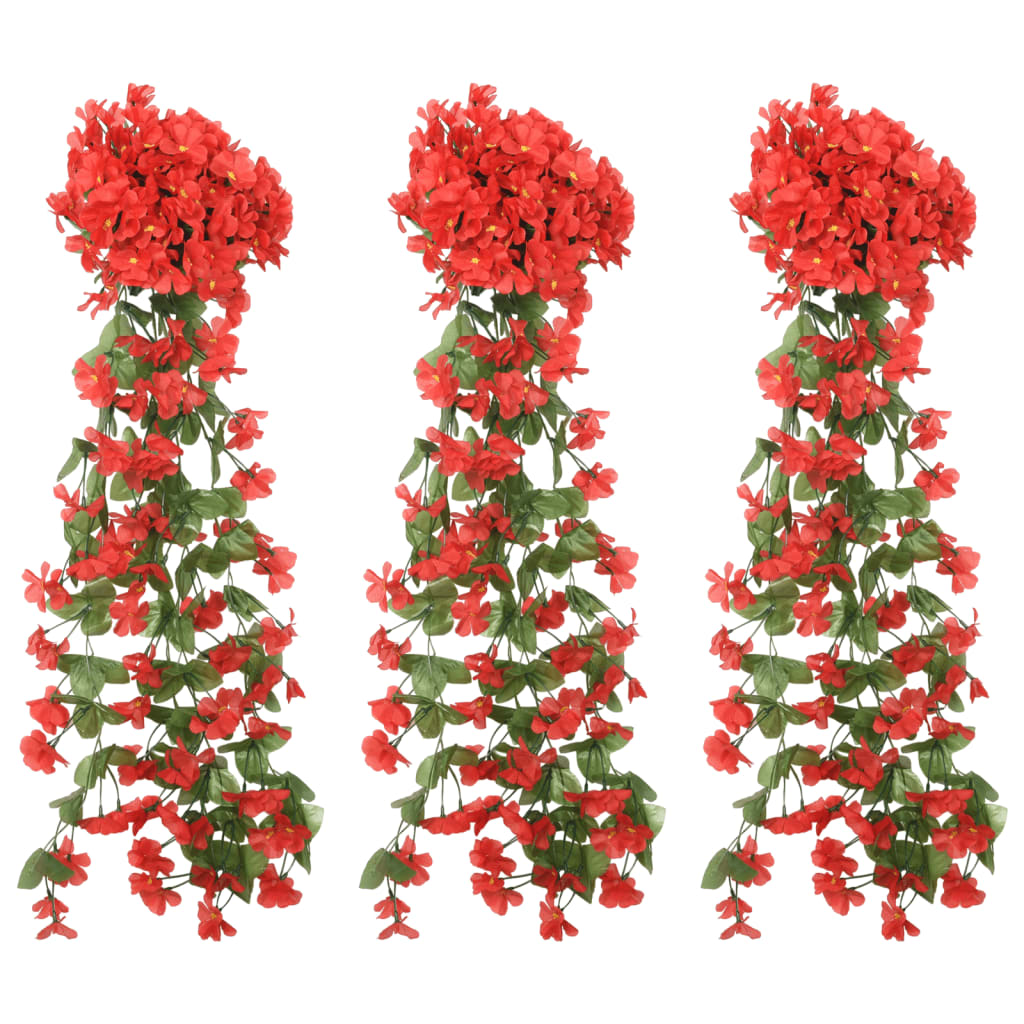 vidaXL Grinaldas de flores artificiais 3 pcs 85 cm vermelho