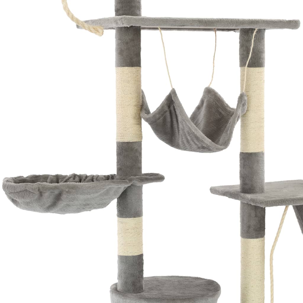 vidaXL Árvore p/ gatos c/ postes arranhadores sisal 230-250cm cinzento