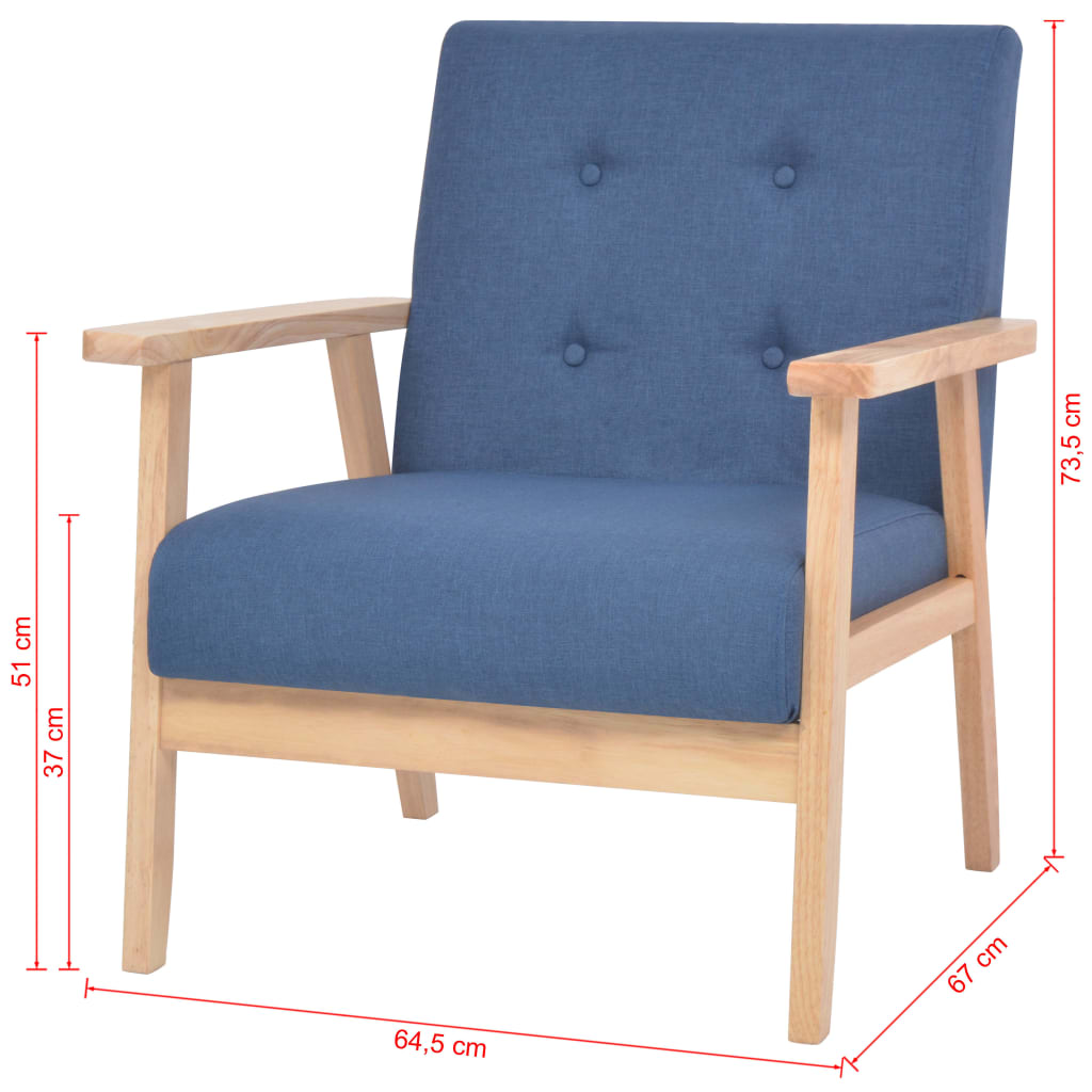 vidaXL Conjunto de sofás 2 pcs tecido azul