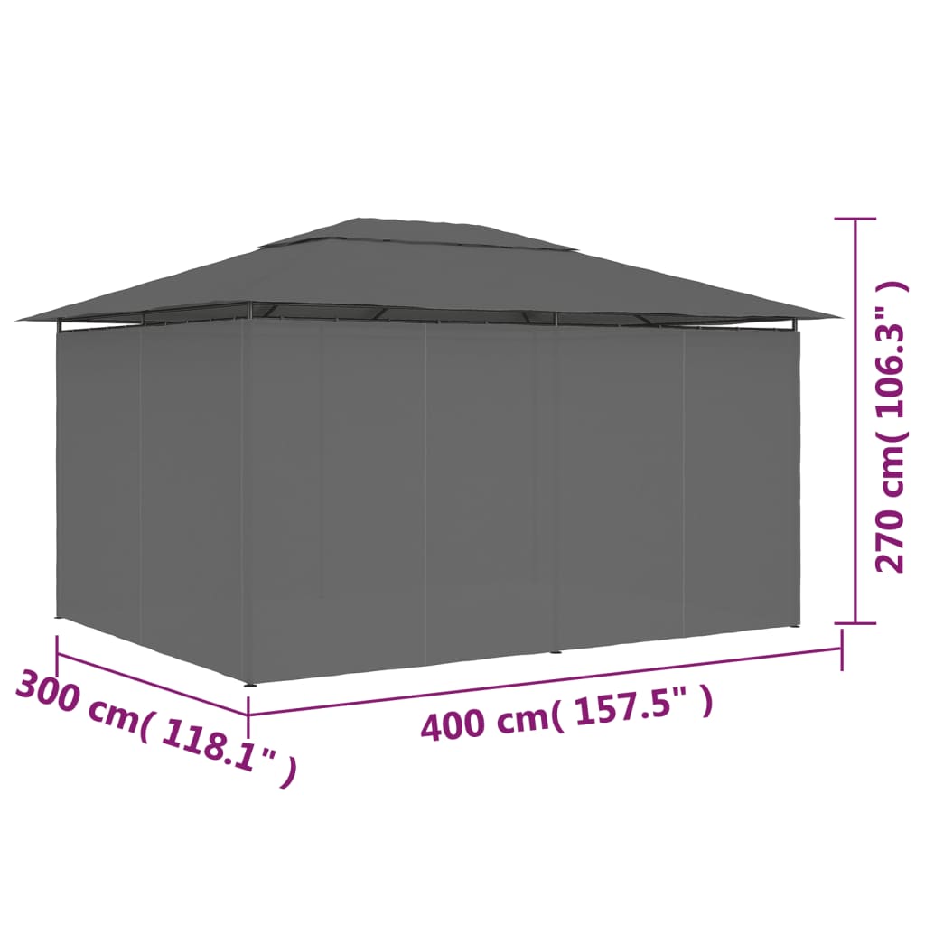 vidaXL Tenda de jardim com cortinas 4x3 m antracite
