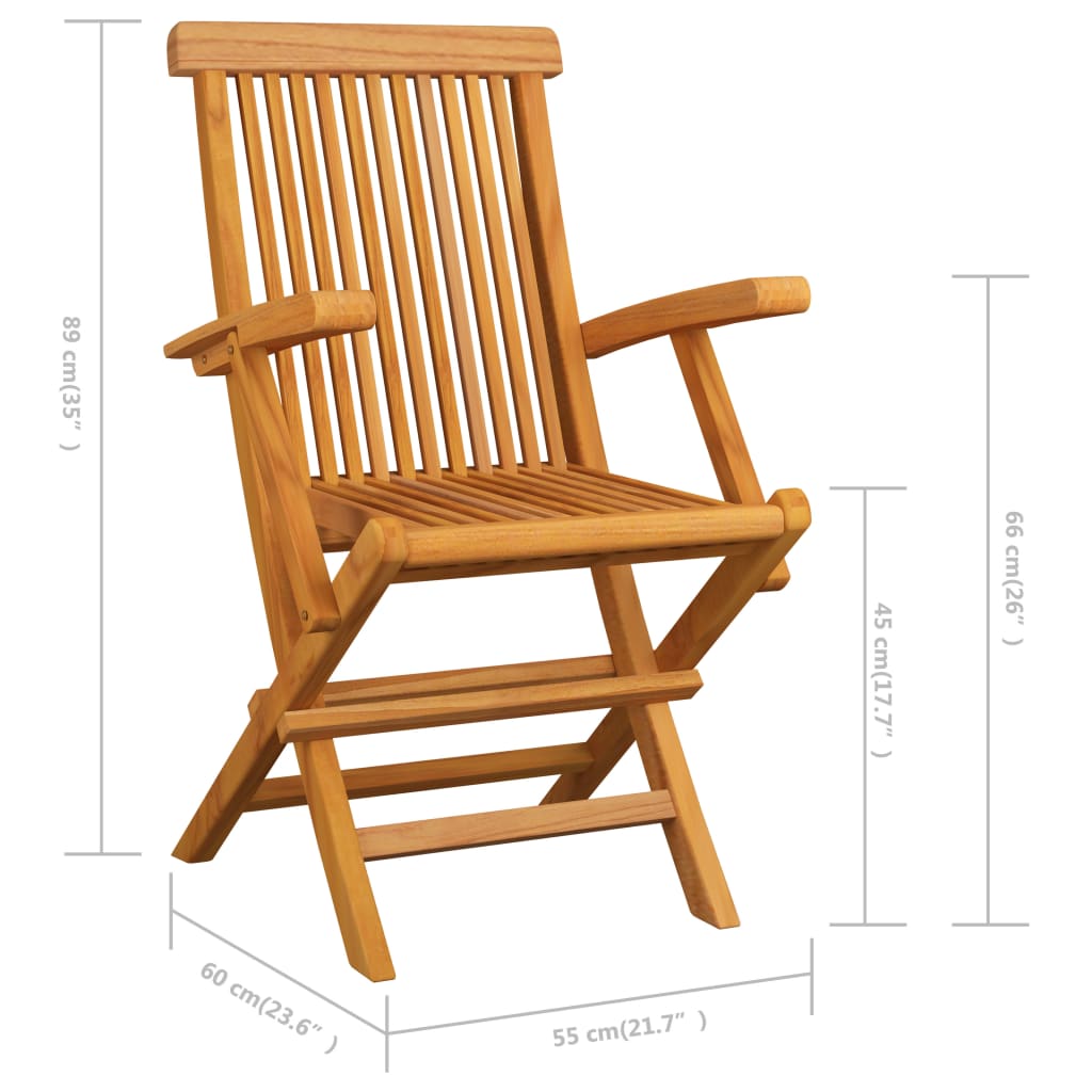 vidaXL Cadeiras de jardim 3 pcs madeira de teca maciça