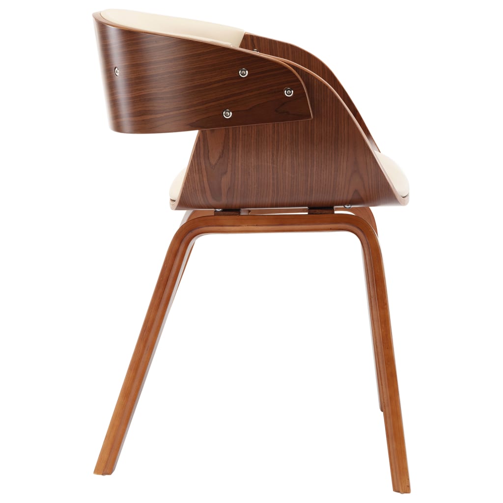 vidaXL Cadeiras jantar 2 pcs madeira curvada e couro artificial creme