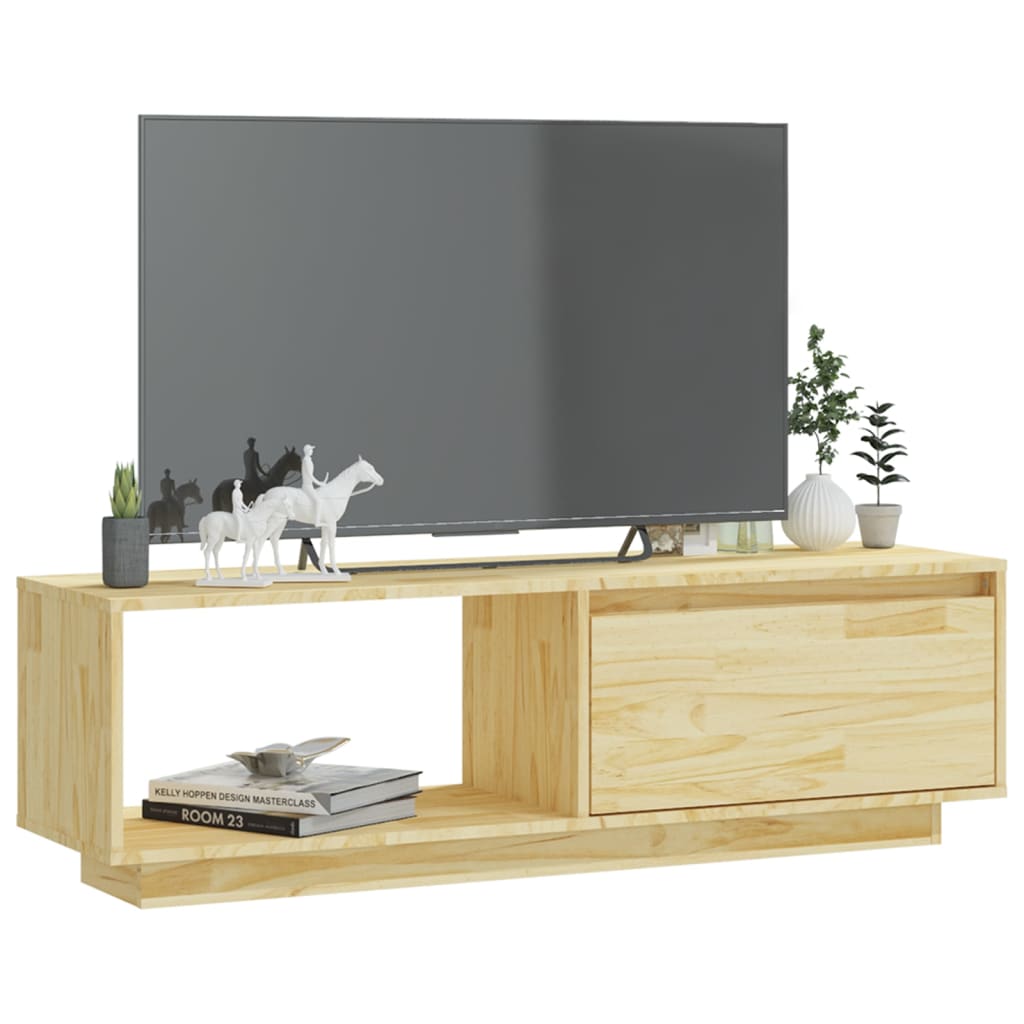 vidaXL Móvel de TV 110x30x33,5 cm madeira de pinho maciça branco