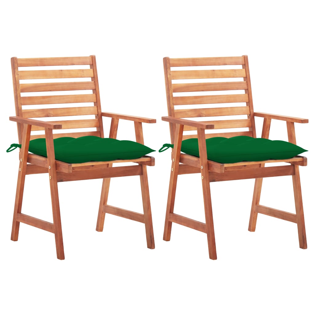 vidaXL Cadeiras de jantar p/ jardim 2 pcs c/ almofadões acácia maciça