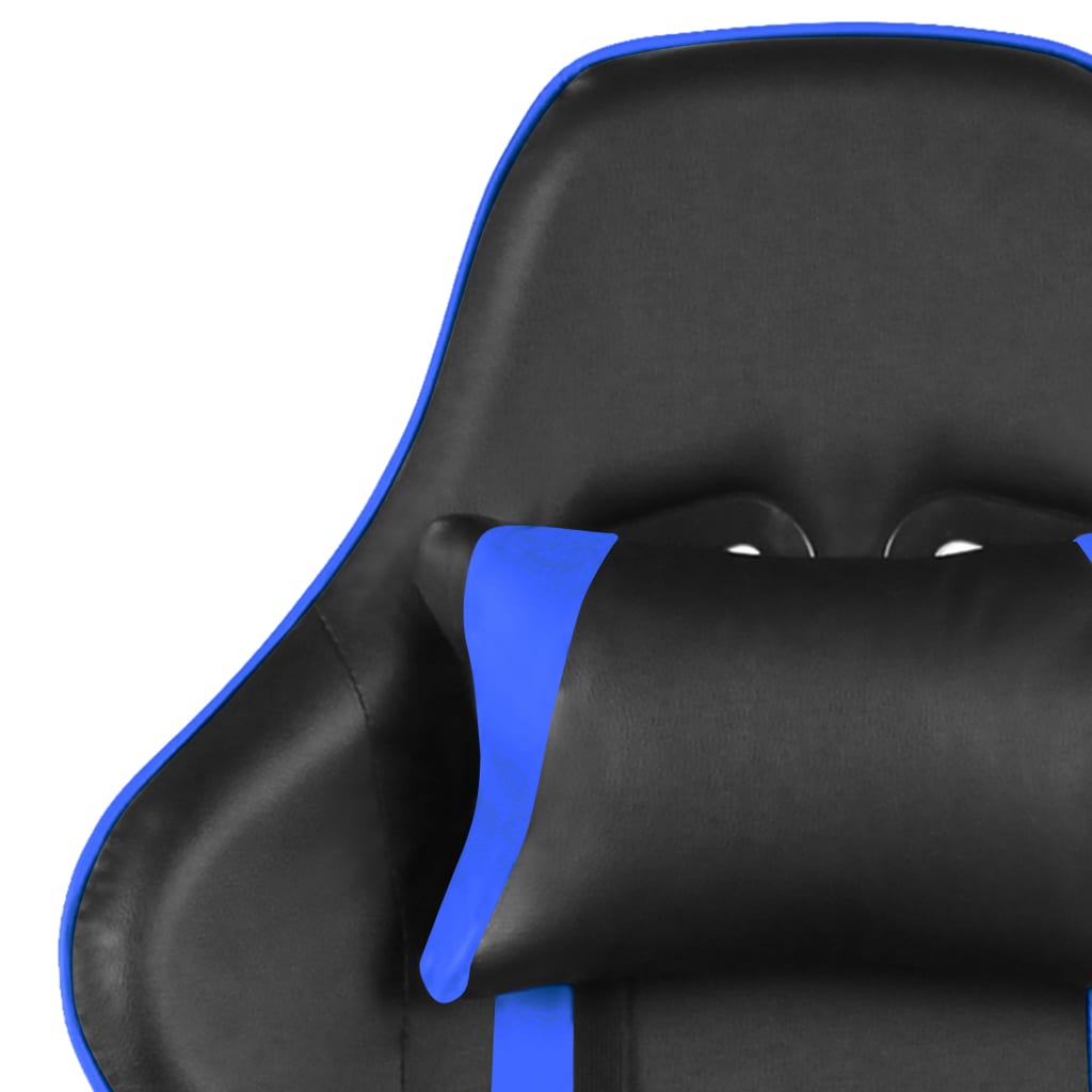 vidaXL Cadeira de gaming giratória com apoio de pés PVC azul