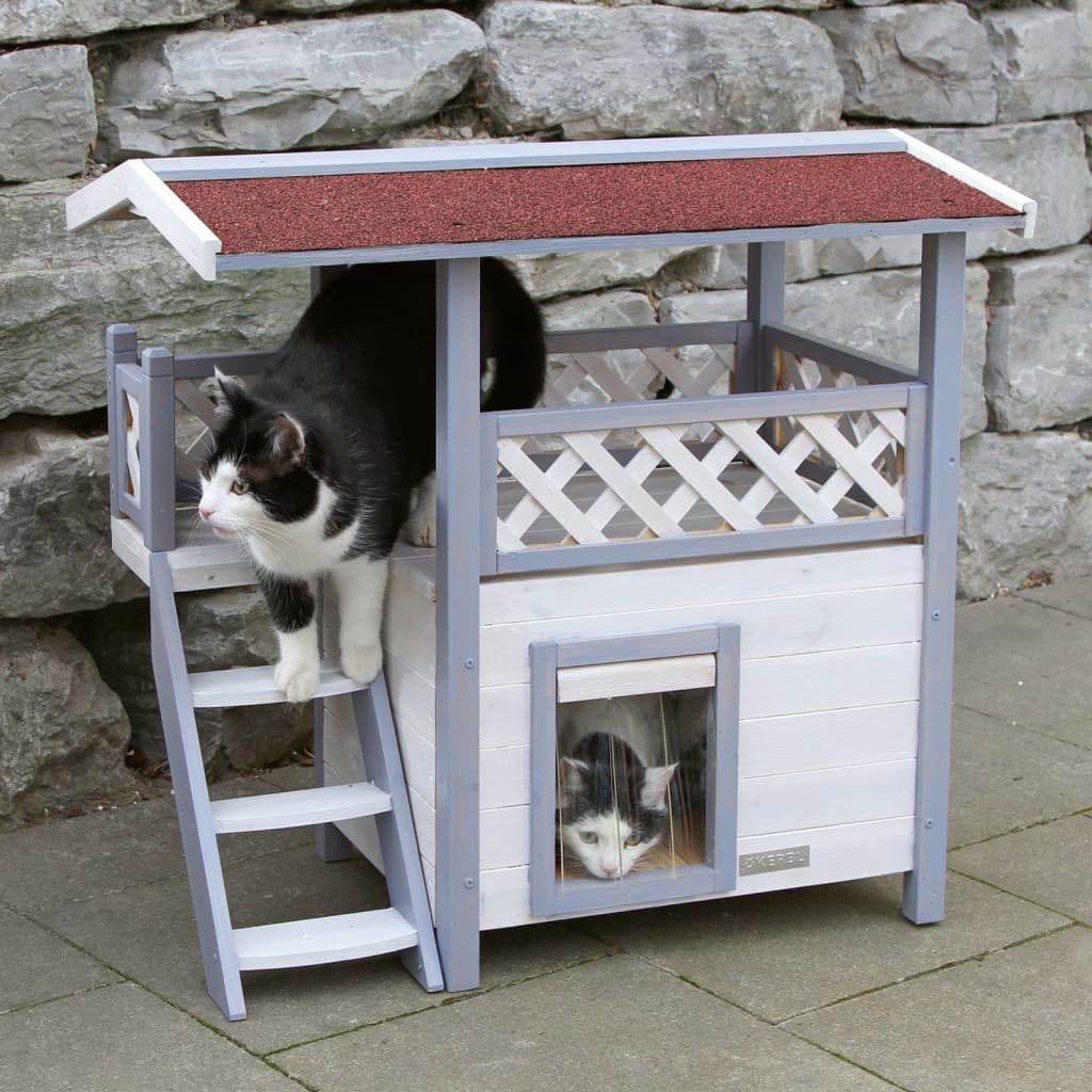 Kerbl Casa para gatos Lodge Ontario 77x50x73 cm cinzento-claro