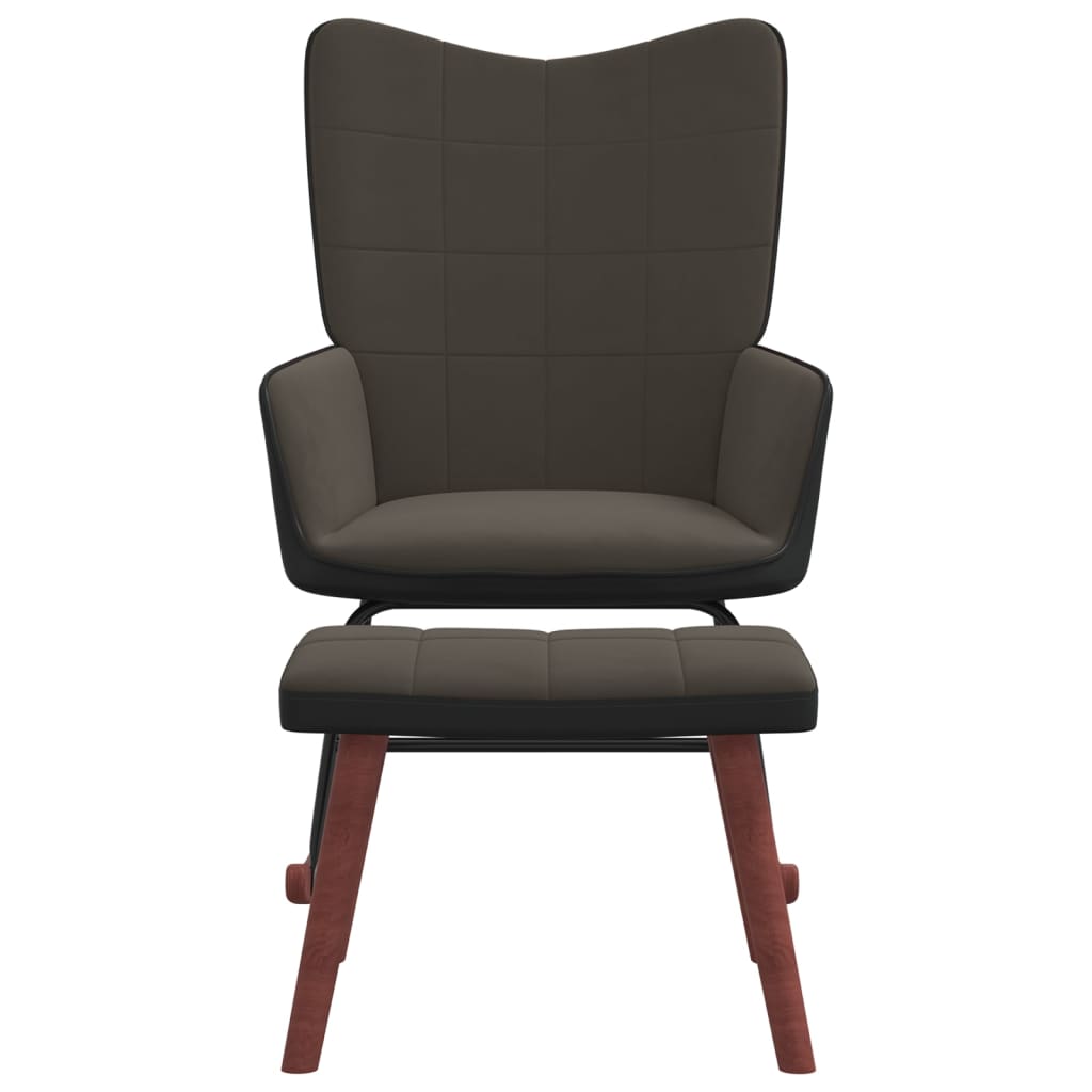 vidaXL Cadeira de baloiço com banco PVC e veludo cinzento-escuro