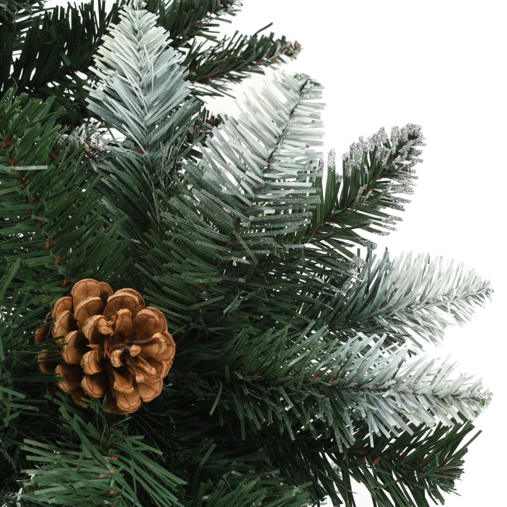 vidaXL Árvore de Natal artificial com pinhas e brilho branco 180 cm
