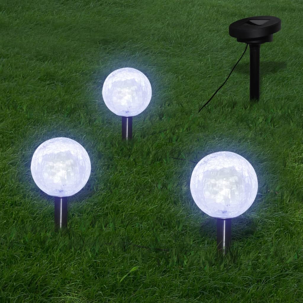 vidaXL Candeeiros globo de jardim 3 pcs LED com estacas e painel solar