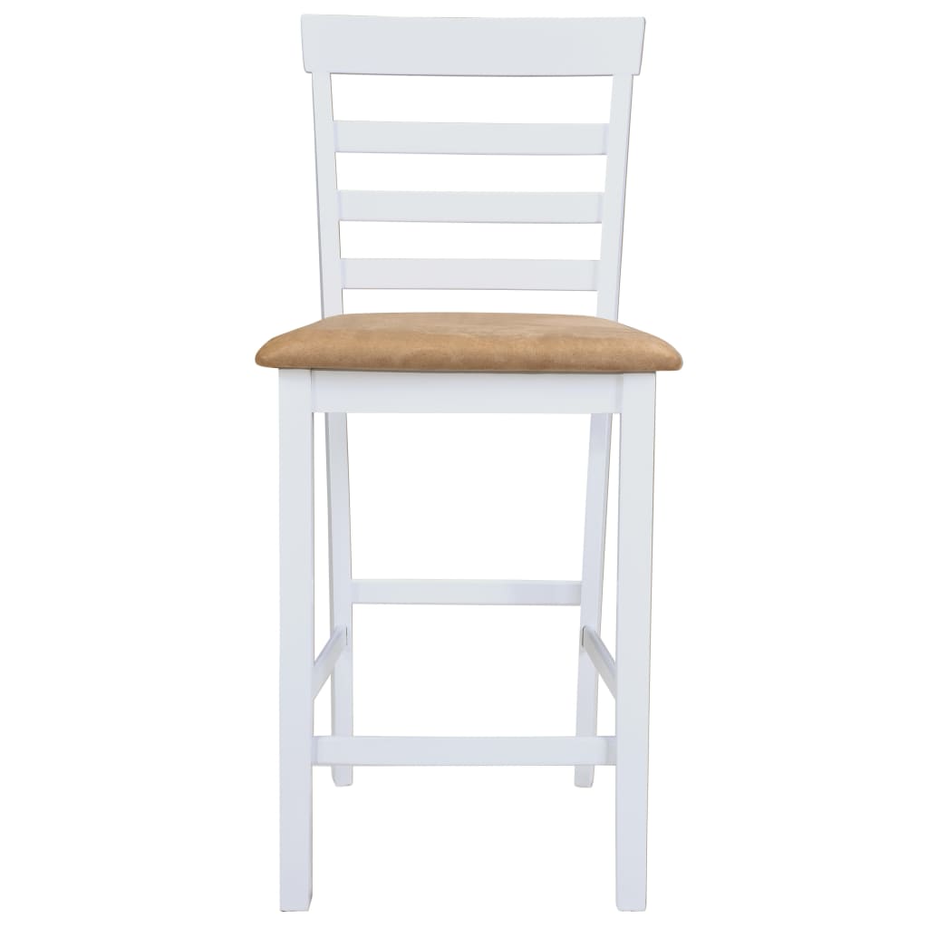 vidaXL Mesa e cadeiras de bar 3 pcs madeira maciça natural e branco