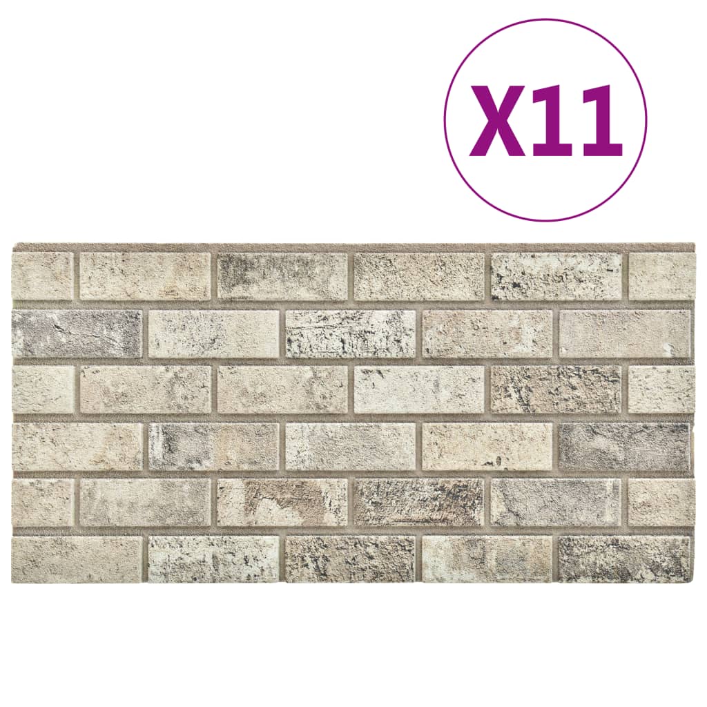 vidaXL Painéis de parede 3D c/ design tijolos cor areia 11 pcs EPS