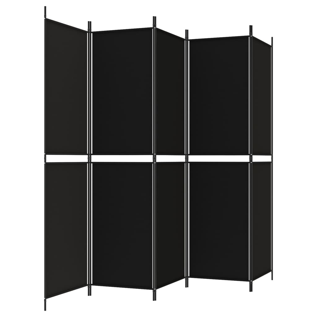 vidaXL Divisória com 5 painéis 250x200 cm tecido preto