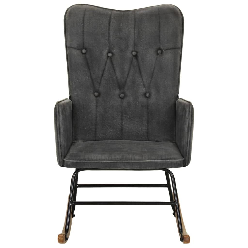 vidaXL Cadeira de baloiço lona vintage preto