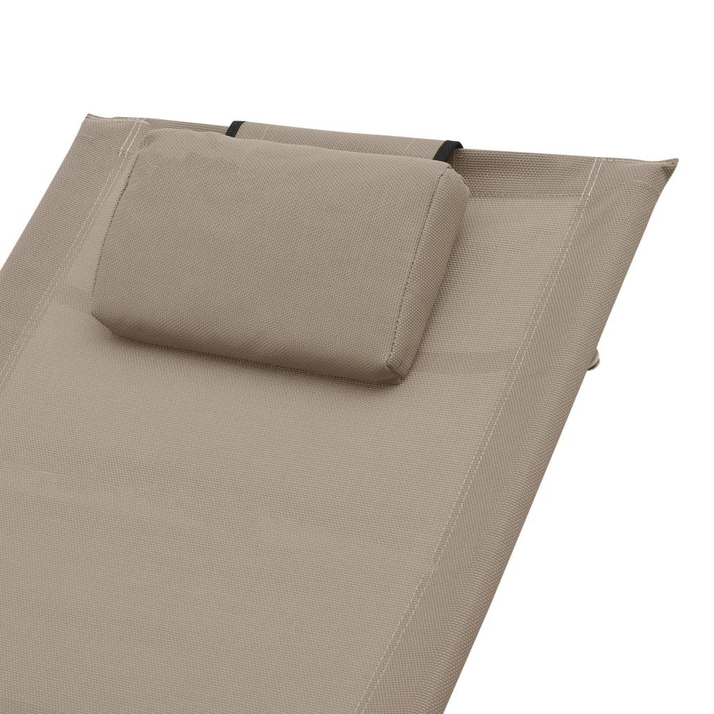 vidaXL Espreguiçadeira com almofadão textilene cinzento-acastanhado