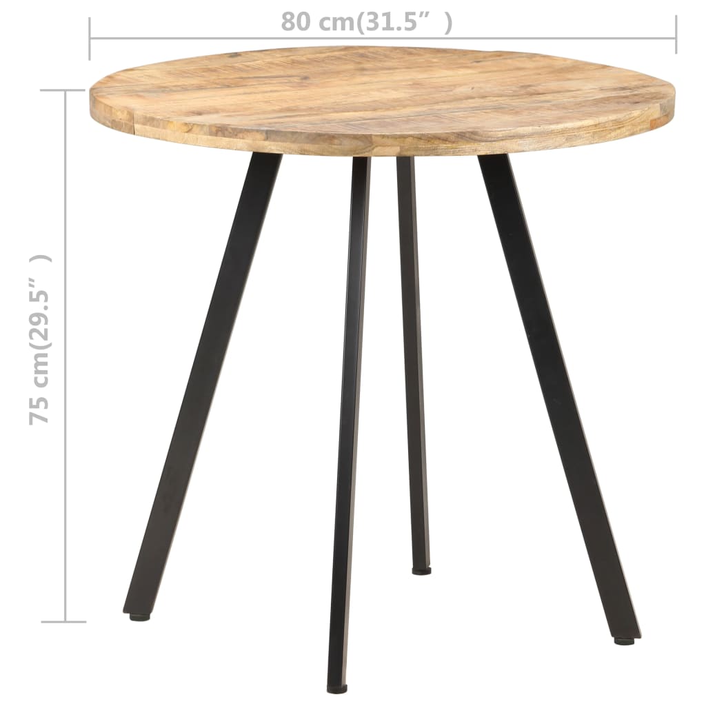 vidaXL Mesa de jantar 80 cm madeira de mangueira áspera