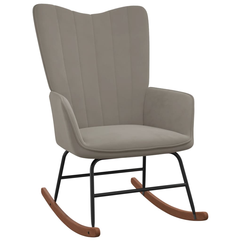 vidaXL Cadeira de baloiço com banco veludo cinzento-claro