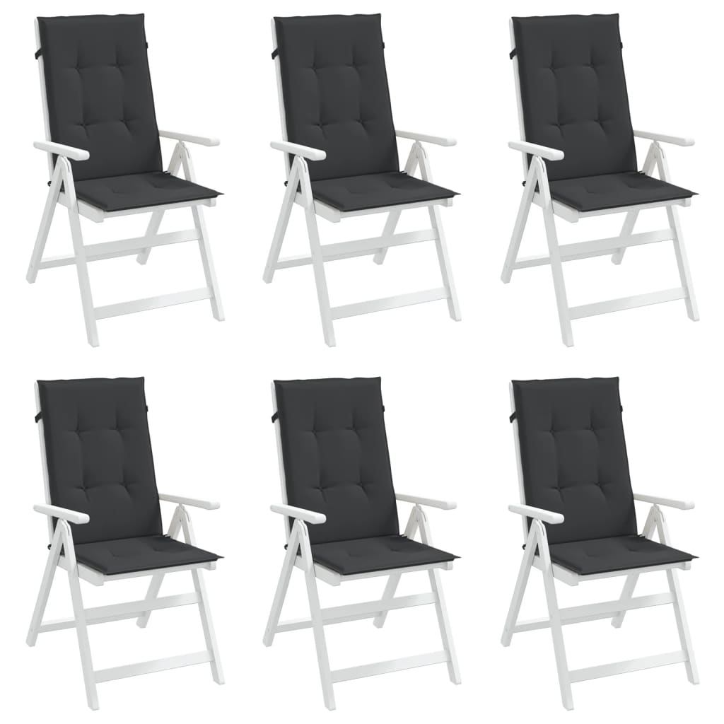 vidaXL Almofadões para cadeiras altas de jardim 6 pcs tecido preto