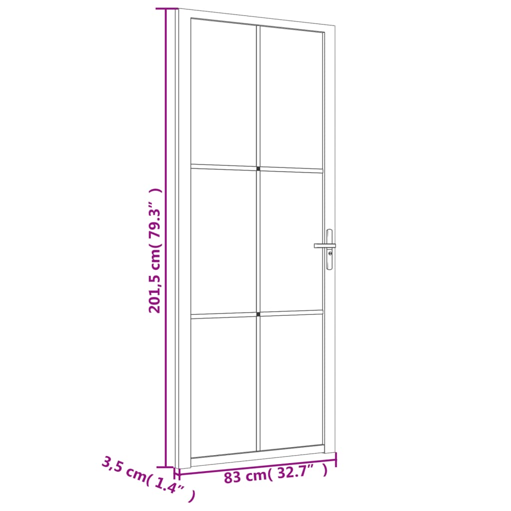 vidaXL Porta de interior 83x201,5 cm vidro e alumínio branco mate