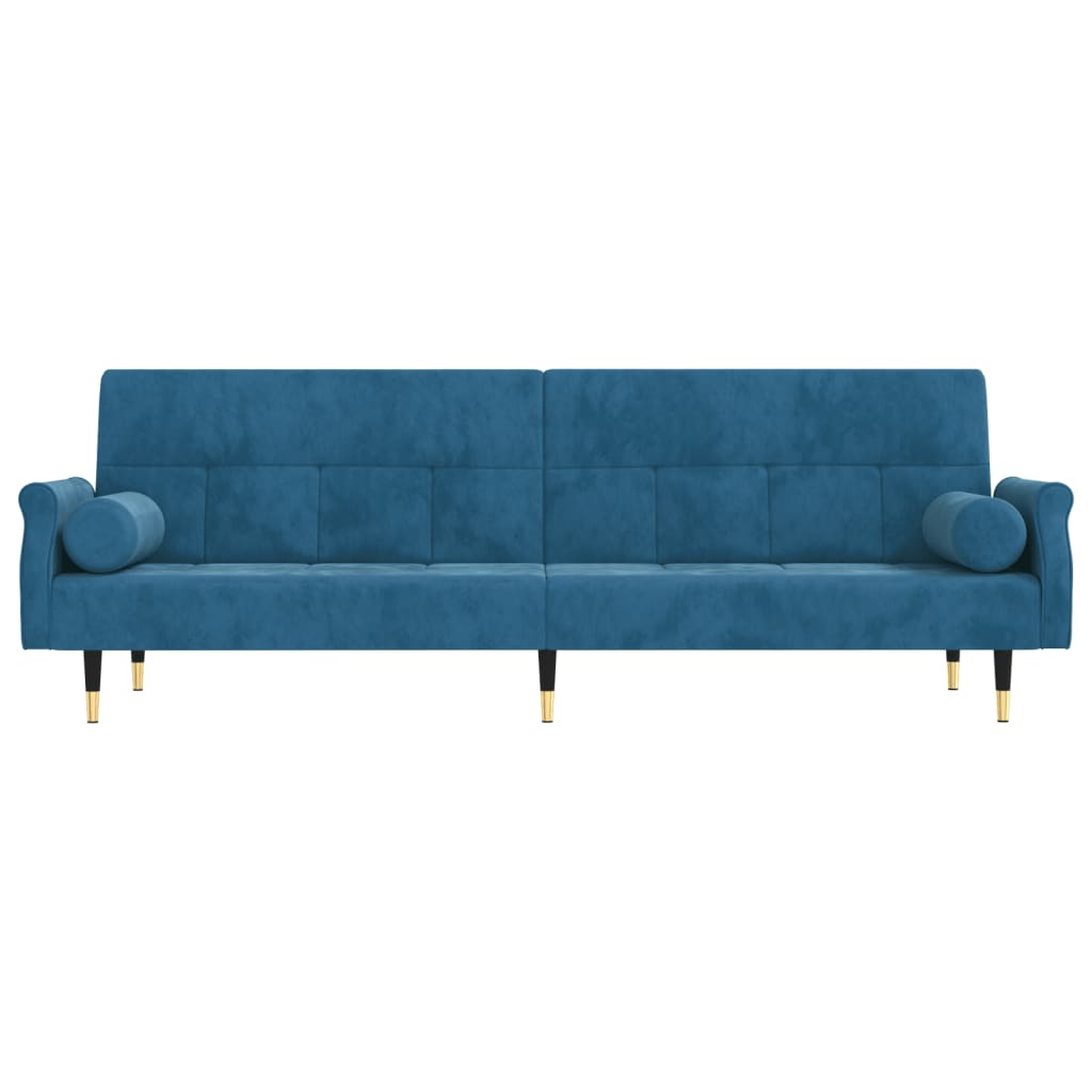vidaXL Sofá-cama com almofadões veludo azul