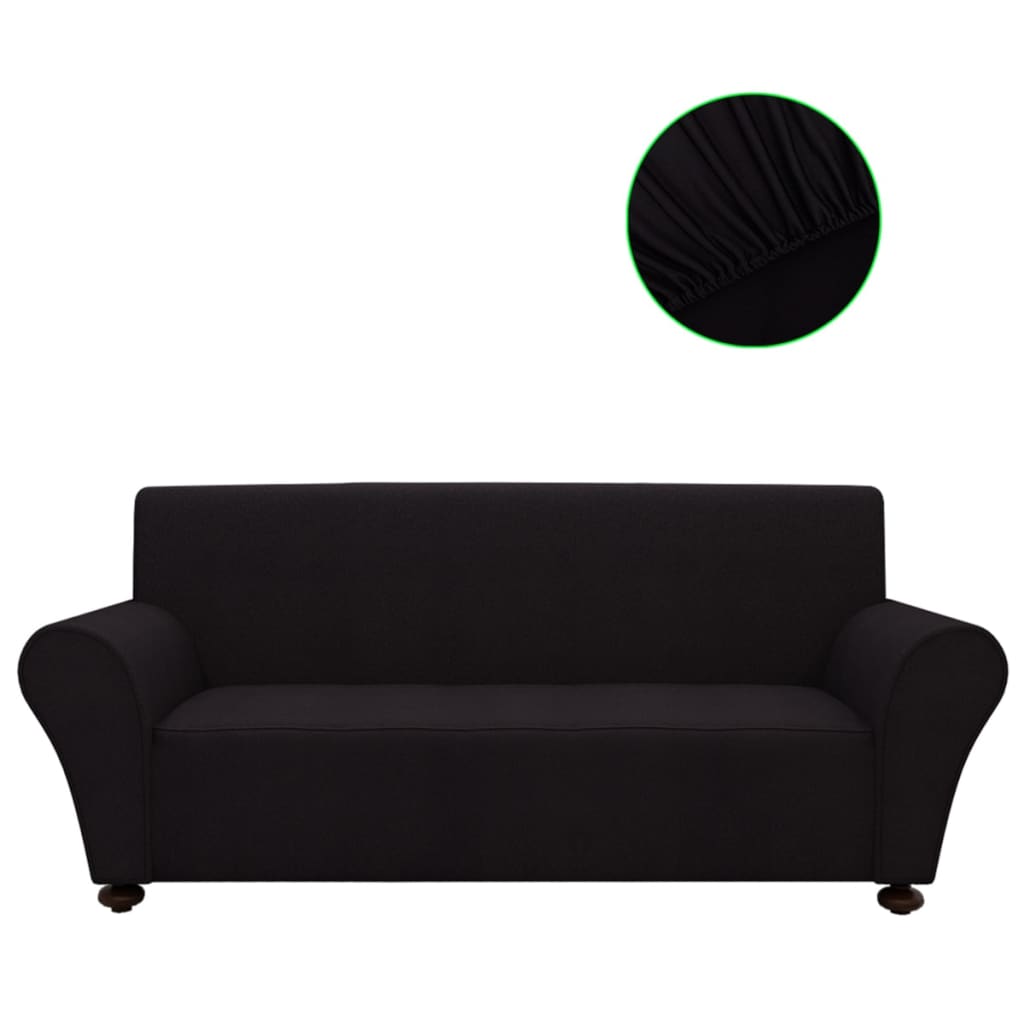 vidaXL Capa de sofá elástica jersey de poliéster preto