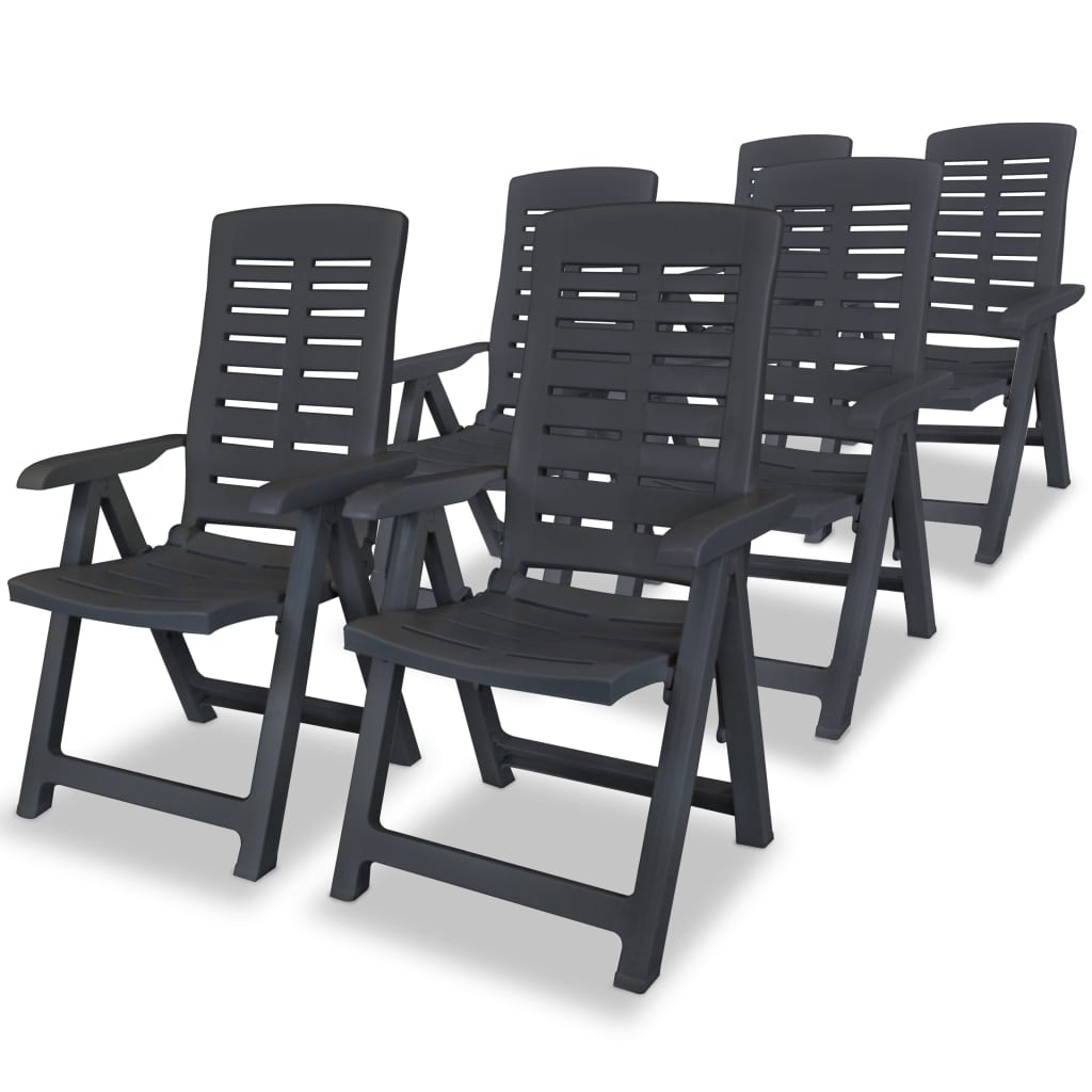 vidaXL Cadeiras de jardim reclináveis 6 pcs plástico antracite