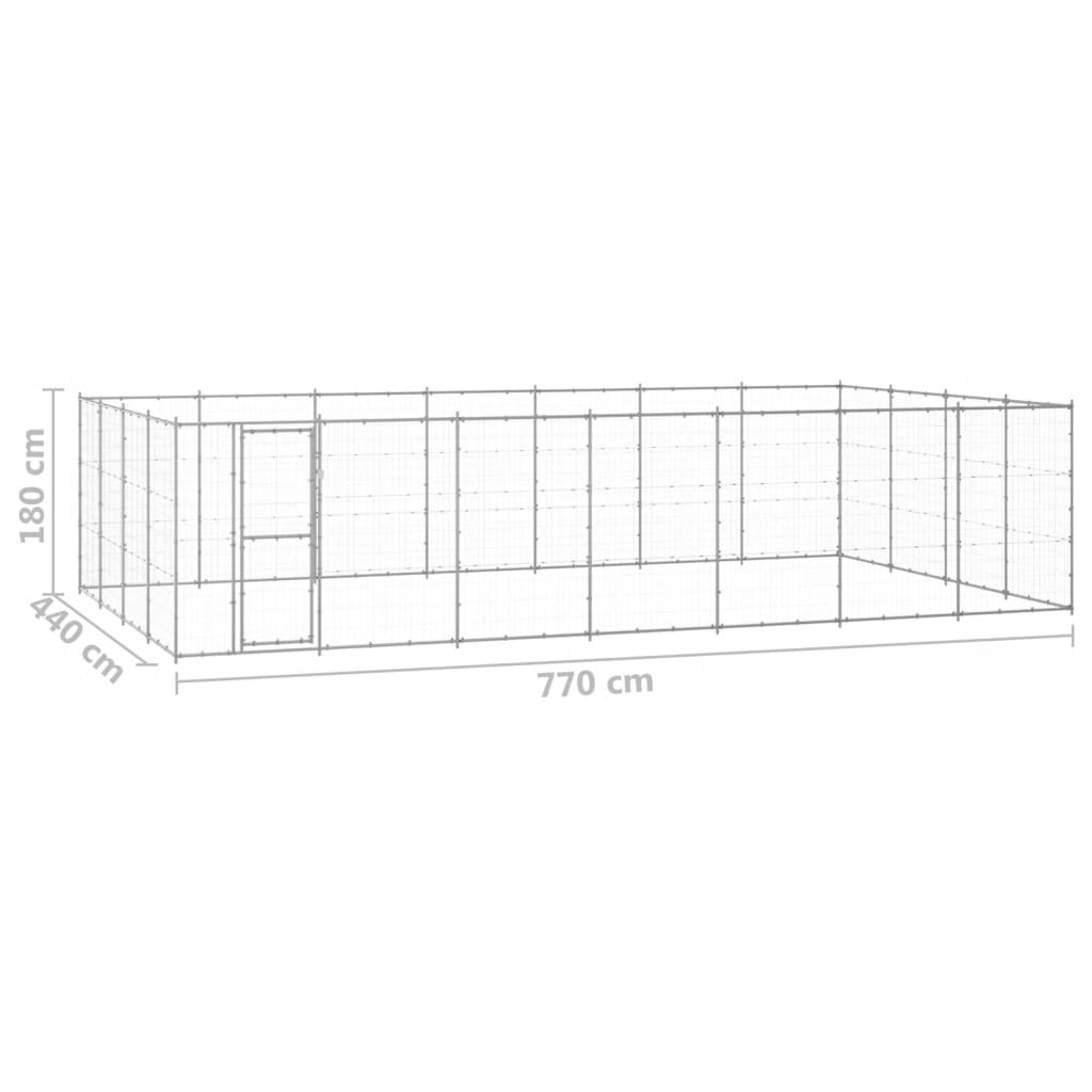 vidaXL Canil de exterior 33,88 m² aço galvanizado