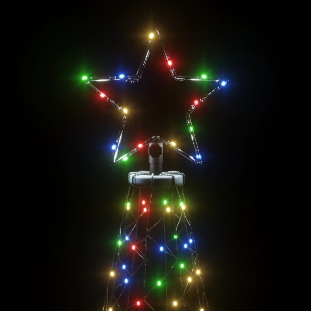 vidaXL Árvore de Natal c/ poste metal 1400 luzes LED 5 m colorido
