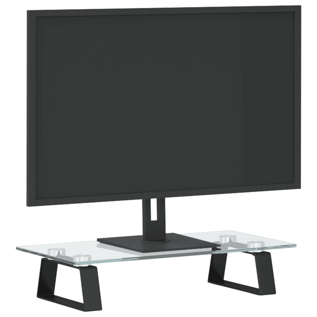vidaXL Suporte para monitor 40x20x8 cm vidro temperado e metal preto