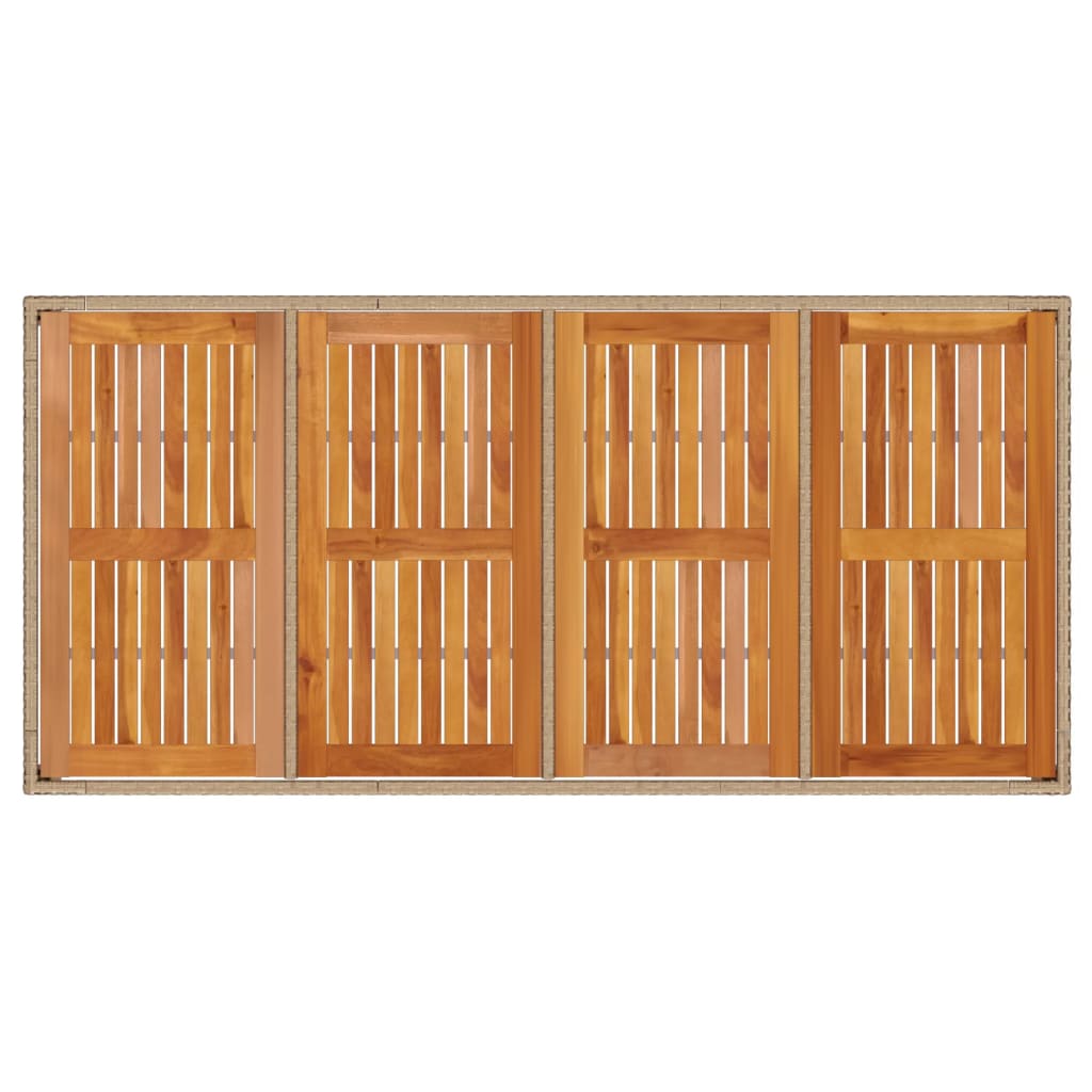 vidaXL Mesa de jardim 190x90x75 cm vime PE e madeira de maciça bege