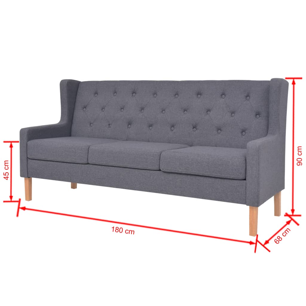 vidaXL Conjunto de sofás 3 pcs tecido cinzento