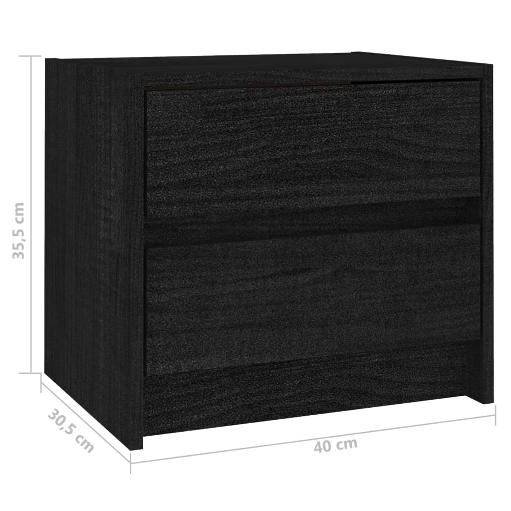 vidaXL Mesas de cabeceira 2 pcs 40x30,5x35,5 cm pinho maciço preto