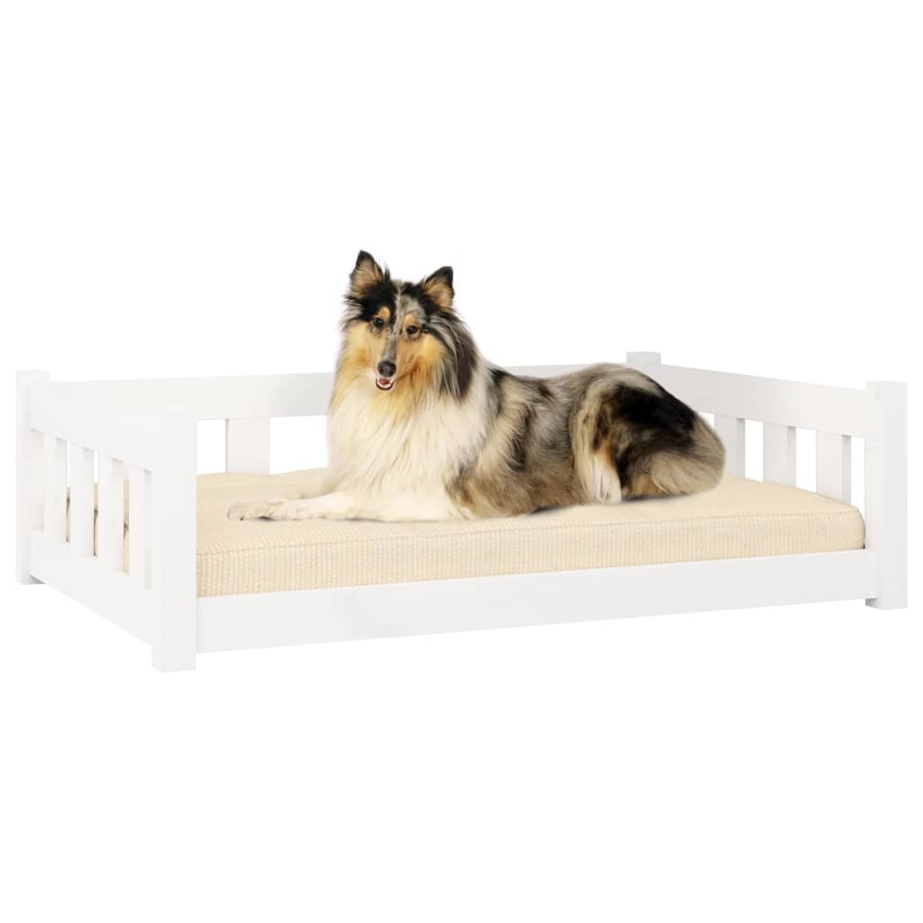 vidaXL Cama para cães 95,5x65,5x28 cm madeira de pinho maciça branco