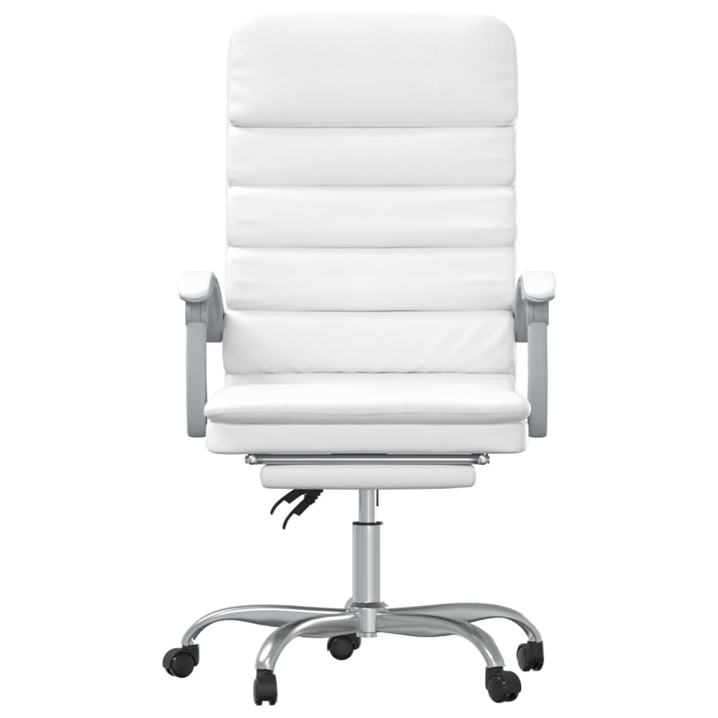 vidaXL Cadeira escritório massagens reclinável couro artificial branco