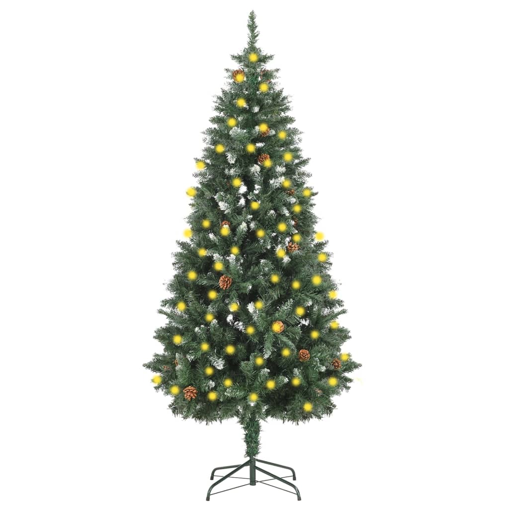 vidaXL Árvore de Natal artificial com pinhas pré-iluminada 180 cm