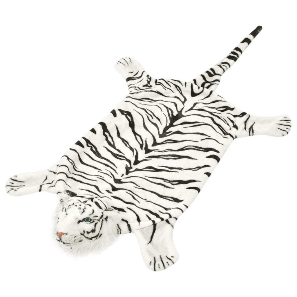 vidaXL Tapete tigre de pelúcia, 144 cm, branco