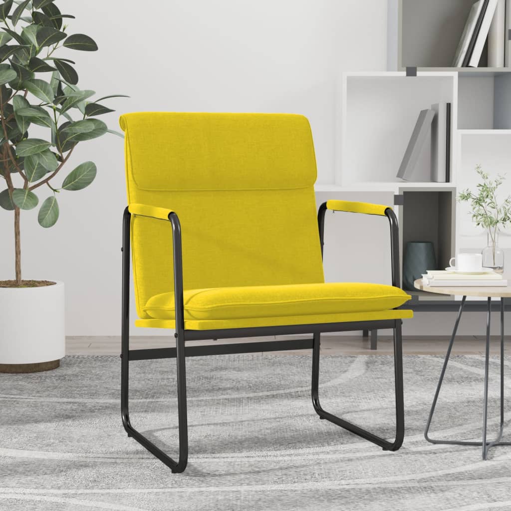 vidaXL Cadeira lounge 55x64x80 cm tecido amarelo-claro