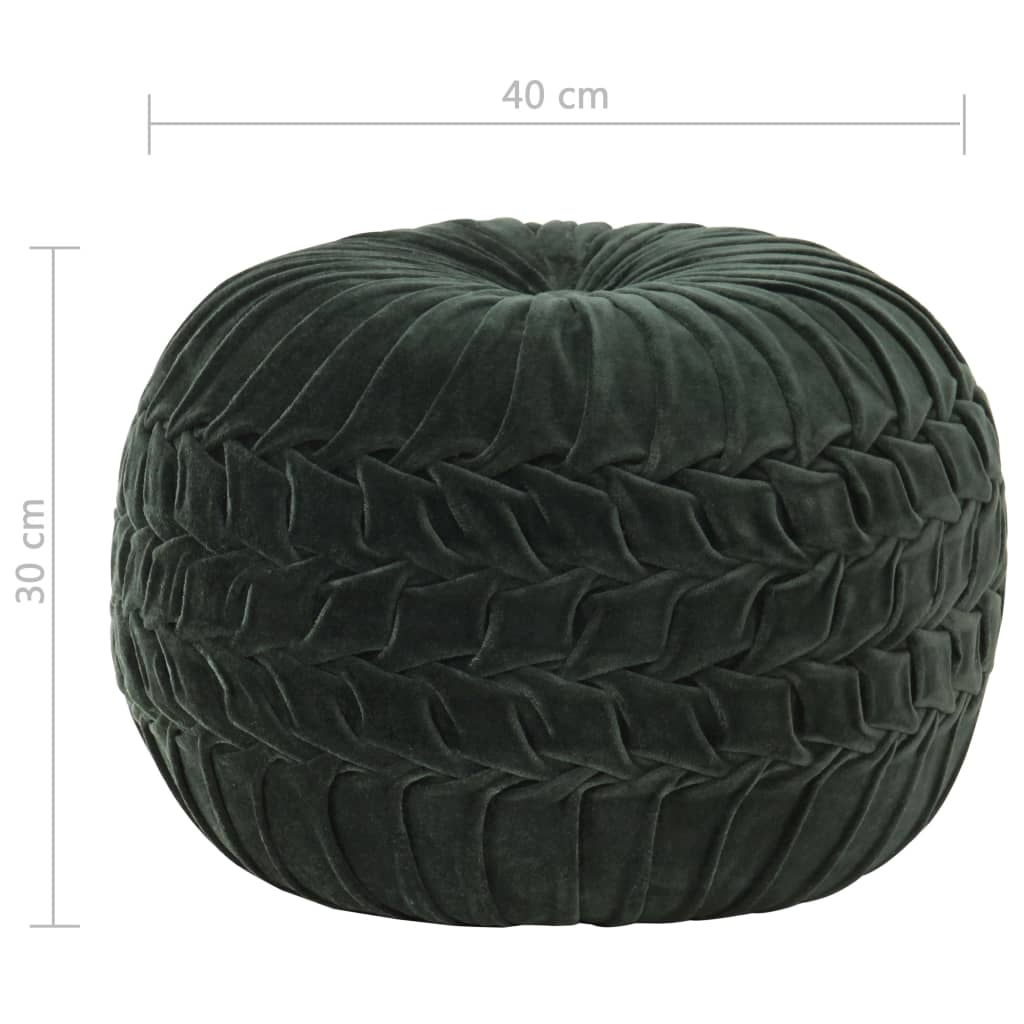 vidaXL Pufe em veludo de algodão design smock 40x30 cm verde