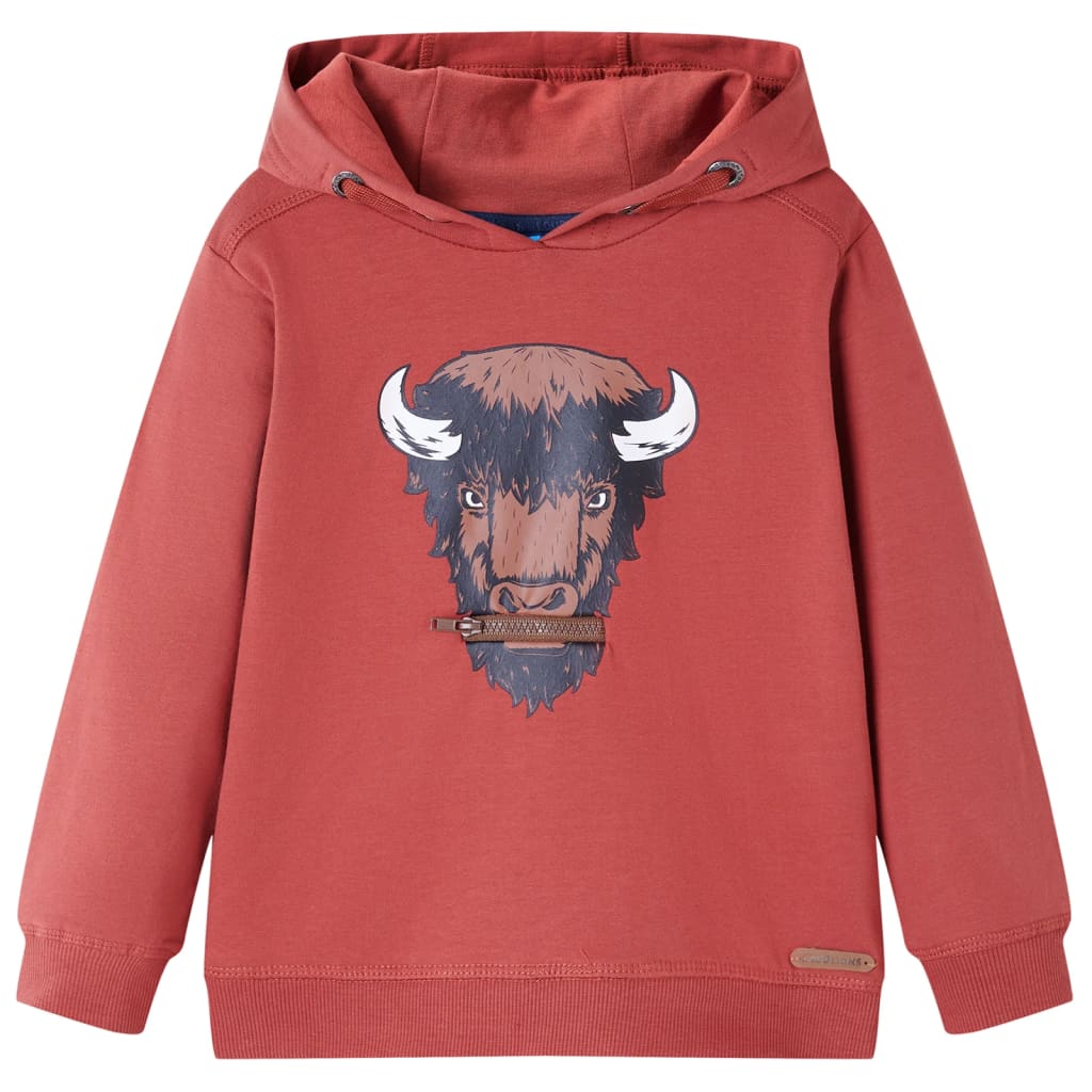 Sweatshirt infantil com capuz vermelho-queimado 92