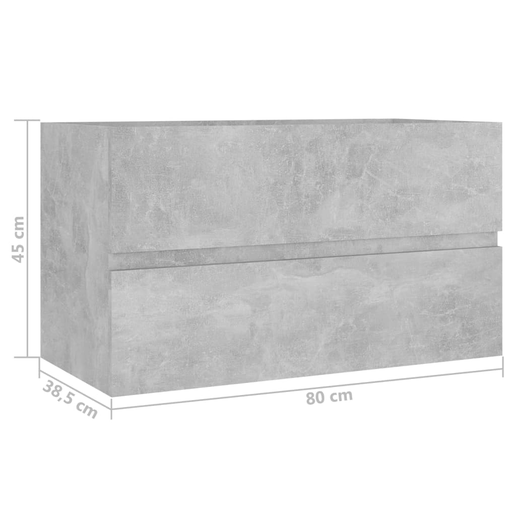 vidaXL Armário lavatório 80x38,5x45 cm contraplacado cinzento cimento