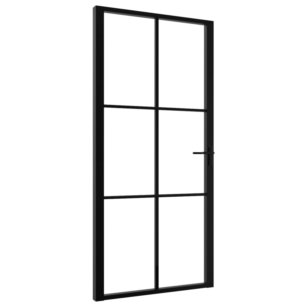 vidaXL Porta de interior em vidro ESG e alumínio 102,5x201,5 cm preto