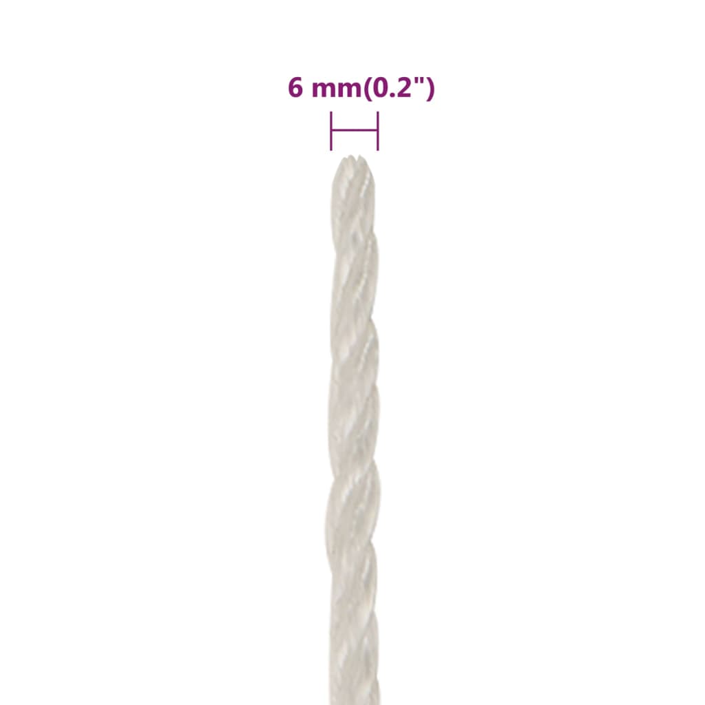 vidaXL Corda de trabalho 6 mm 50 m polipropileno branco