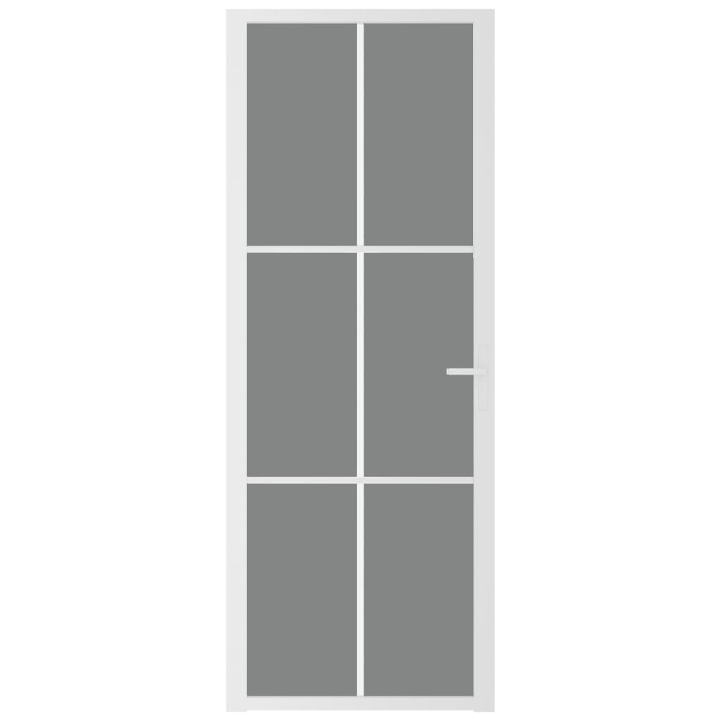 vidaXL Porta de interior 76x201,5 cm vidro ESG e alumínio branco