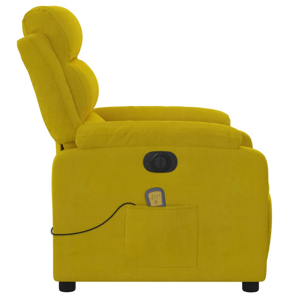 vidaXL Poltrona de massagens reclinável elétrica veludo amarelo